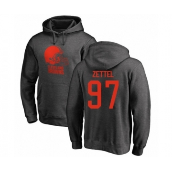 Football Cleveland Browns #97 Anthony Zettel Ash One Color Pullover Hoodie - Ujersey
