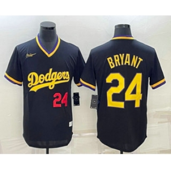 Men's Los Angeles Dodgers #24 Kobe Bryant Number Black Stitched Pullover Throwback Nike Jersey1 - Ujersey