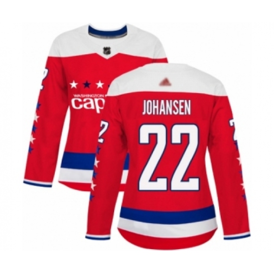 Women's Washington Capitals #22 Lucas Johansen Authentic Red Alternate Hockey Jersey - Ujersey