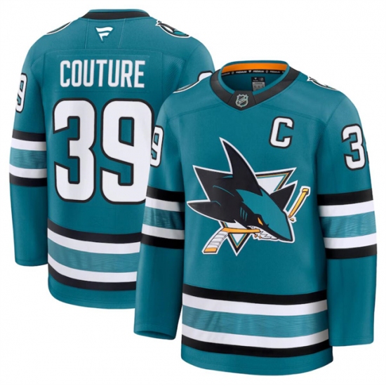 Men's San Jose Sharks #39 Logan Couture Teal 2024-25 Home Stitched Hockey Jersey - Ujersey