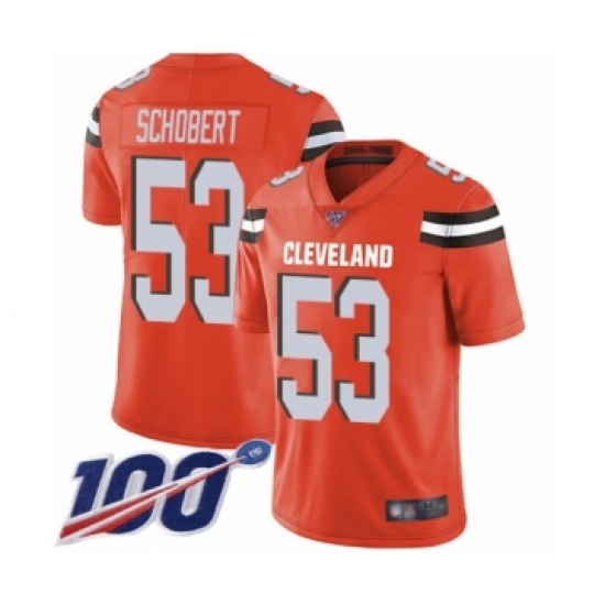 Men's Cleveland Browns #53 Joe Schobert Orange Alternate Vapor Untouchable Limited Player 100th Season Football Jersey - Ujersey