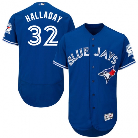 Men's Majestic Toronto Blue Jays #32 Roy Halladay Blue Alternate Flex Base Authentic Collection MLB Jersey - Ujersey