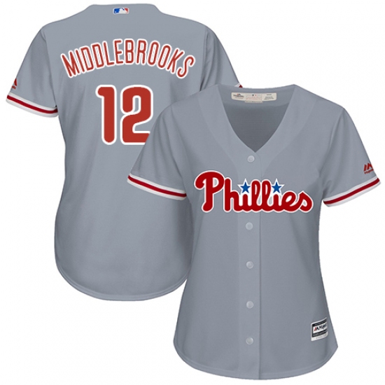 Women's Majestic Philadelphia Phillies #12 Will Middlebrooks Replica Grey Road Cool Base MLB Jersey - Ujersey