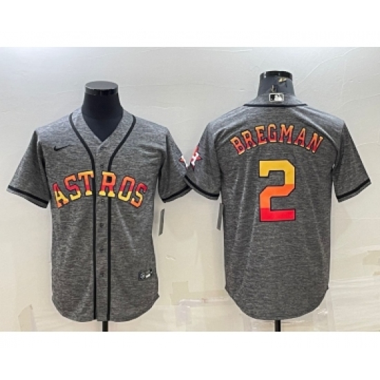 Men's Houston Astros #2 Alex Bregman Grey With Patch Cool Base Stitched Baseball Jersey - Ujersey