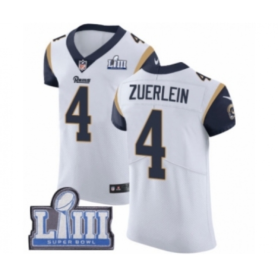 Men's Nike Los Angeles Rams #4 Greg Zuerlein White Vapor Untouchable Elite Player Super Bowl LIII Bound NFL Jersey - Ujersey