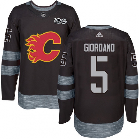 Men's Adidas Calgary Flames #5 Mark Giordano Authentic Black 1917-2017 100th Anniversary NHL Jersey - Ujersey