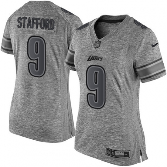 Women's Nike Detroit Lions #9 Matthew Stafford Limited Gray Gridiron NFL Jersey - Ujersey