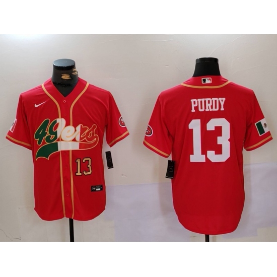 Men's San Francisco 49ers #13 Brock Purdy Red With Cool Base Stitched Baseball Jerseys - Ujersey