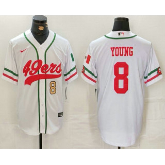 Men's San Francisco 49ers #8 Steve Young Number White Mexico Cool Base Stitched Baseball Jersey - Ujersey