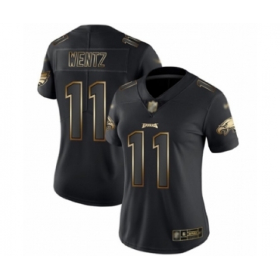 Women's Philadelphia Eagles #11 Carson Wentz Black Gold Vapor Untouchable Limited Player Football Jersey - Ujersey