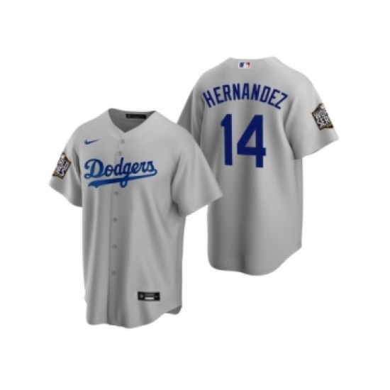 Men's Los Angeles Dodgers #14 Enrique Hernandez Gray 2020 World Series Replica Jersey - Ujersey