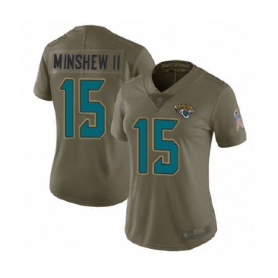 Women's Jacksonville Jaguars #15 Gardner Minshew II Limited Olive 2017 Salute to Service Football Jersey - Ujersey