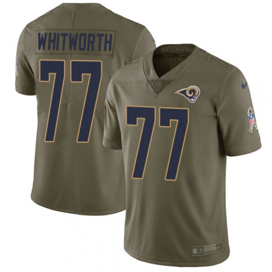Men's Nike Los Angeles Rams #77 Andrew Whitworth Limited Olive 2017 Salute to Service NFL Jersey - Ujersey