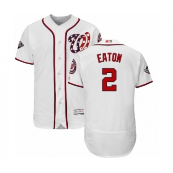 Men's Washington Nationals #2 Adam Eaton White Home Flex Base Authentic Collection 2019 World Series Bound Baseball Jersey - Ujersey