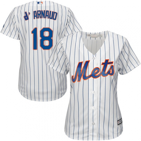 Women's Majestic New York Mets #18 Travis d'Arnaud Authentic White Home Cool Base MLB Jersey - Ujersey