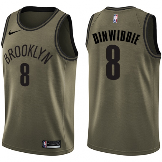 Men's Nike Brooklyn Nets #8 Spencer Dinwiddie Swingman Green Salute to Service NBA Jersey - Ujersey