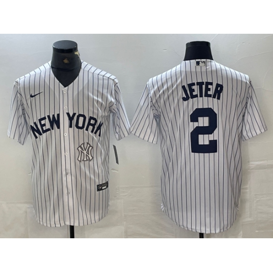 Men's New York Yankees #2 Derek Jeter White 2024 Cool Base Stitched Jersey - Ujersey