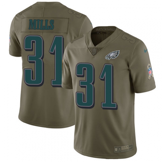 Youth Nike Philadelphia Eagles #31 Jalen Mills Limited Olive 2017 Salute to Service NFL Jersey - Ujersey