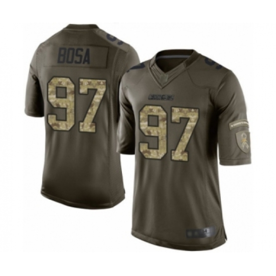 Men's Los Angeles Chargers #97 Joey Bosa Elite Green Salute to Service Football Jersey - Ujersey