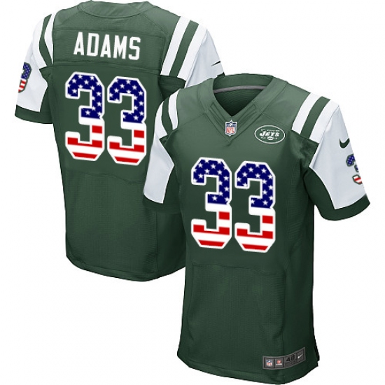 Men's Nike New York Jets #33 Jamal Adams Elite Green Home USA Flag Fashion NFL Jersey - ujerseystore