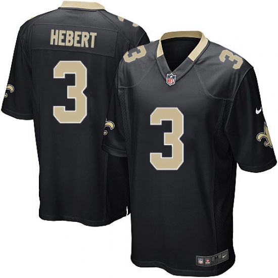 Men's Nike New Orleans Saints #3 Bobby Hebert Game Black Team Color NFL Jersey - Ujersey