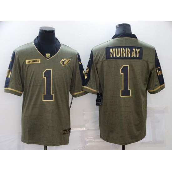 Men's Arizona Cardinals #1 Kyler Murray Nike Gold 2021 Salute To Service Limited Player Jersey - Ujersey