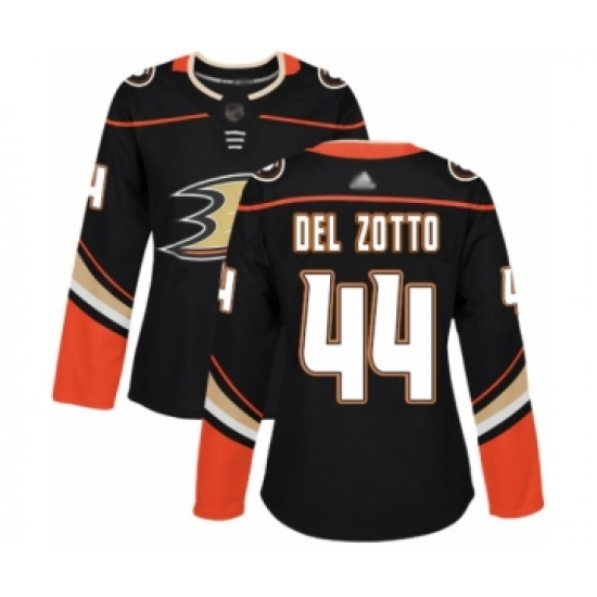 Women's Anaheim Ducks #44 Michael Del Zotto Authentic Black Home Hockey Jersey - Ujersey