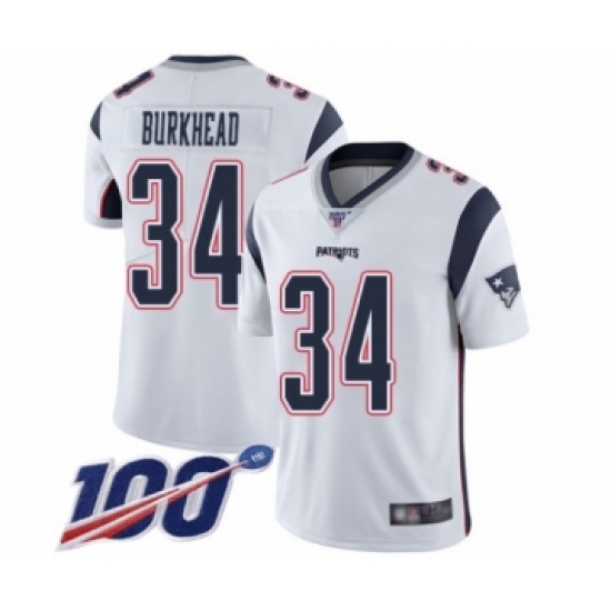 Men's New England Patriots #34 Rex Burkhead White Vapor Untouchable Limited Player 100th Season Football Jersey - Ujersey