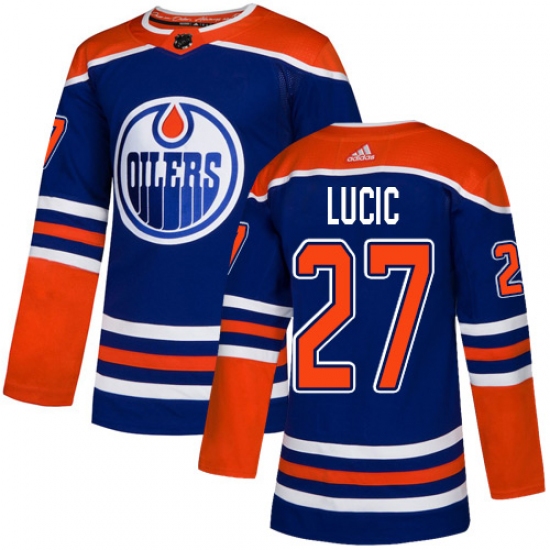 Youth Adidas Edmonton Oilers #27 Milan Lucic Authentic Royal Blue Alternate NHL Jersey - Ujersey