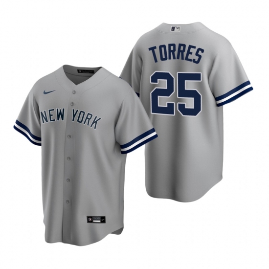 Men's Nike New York Yankees #25 Gleyber Torres Gray Road Stitched Baseball Jersey - Ujersey