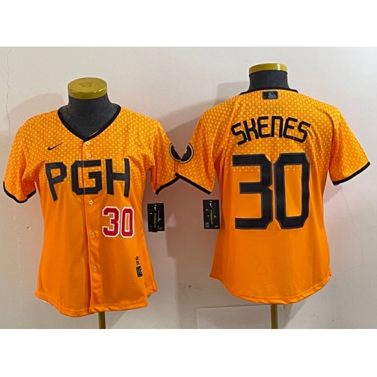 Women's Pittsburgh Pirates #30 Paul Skenes Yellow 2023 City Connect Stitched Jerseys - Ujersey