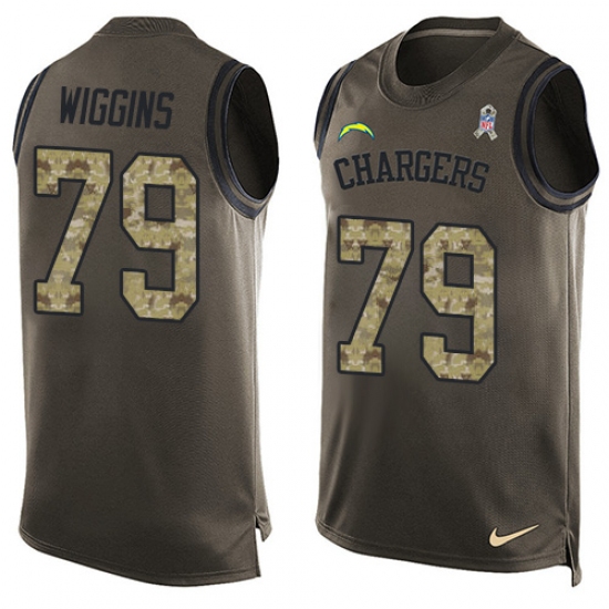 Men's Nike Los Angeles Chargers #79 Kenny Wiggins Limited Green Salute to Service Tank Top NFL Jersey - Ujersey