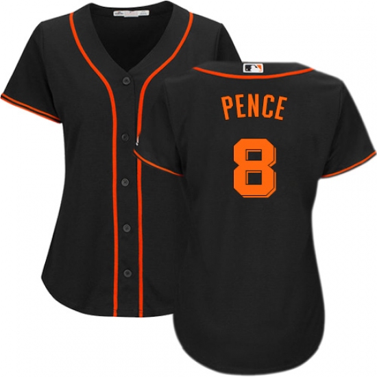 Women's Majestic San Francisco Giants #8 Hunter Pence Authentic Black Alternate Cool Base MLB Jersey - Ujersey