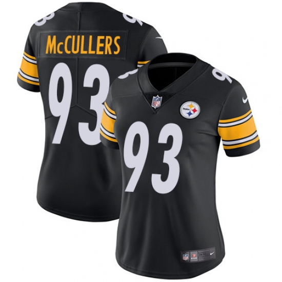 Women's Nike Pittsburgh Steelers #93 Dan McCullers Black Team Color Vapor Untouchable Limited Player NFL Jersey - Ujersey