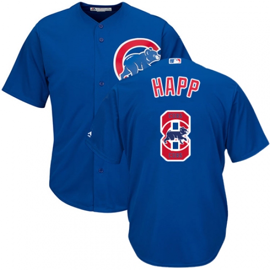 Men's Majestic Chicago Cubs #8 Ian Happ Authentic Royal Blue Team Logo Fashion Cool Base MLB Jersey - Ujersey