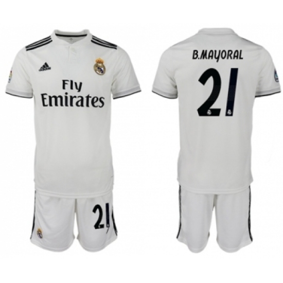 Real Madrid #21 B.Mayoral White Home Soccer Club Jersey