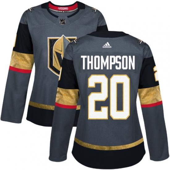 Women's Adidas Vegas Golden Knights #20 Paul Thompson Authentic Gray Home NHL Jersey - Ujersey