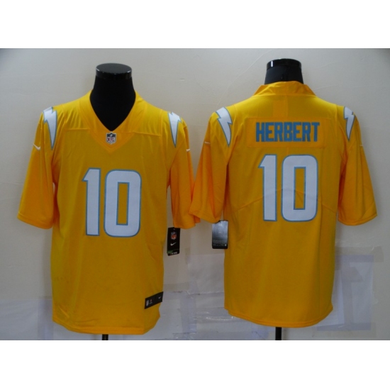 Men's Los Angeles Chargers #10 Justin Herbert Yellow Draft Vapor Limited Jersey - Ujersey