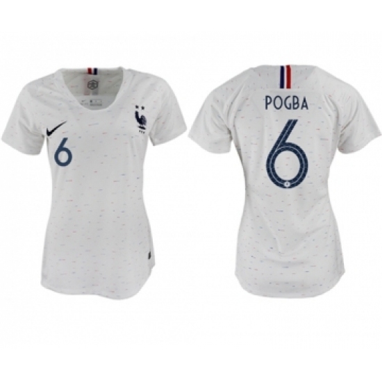 Women's France #6 Pogba Away Soccer Country Jersey