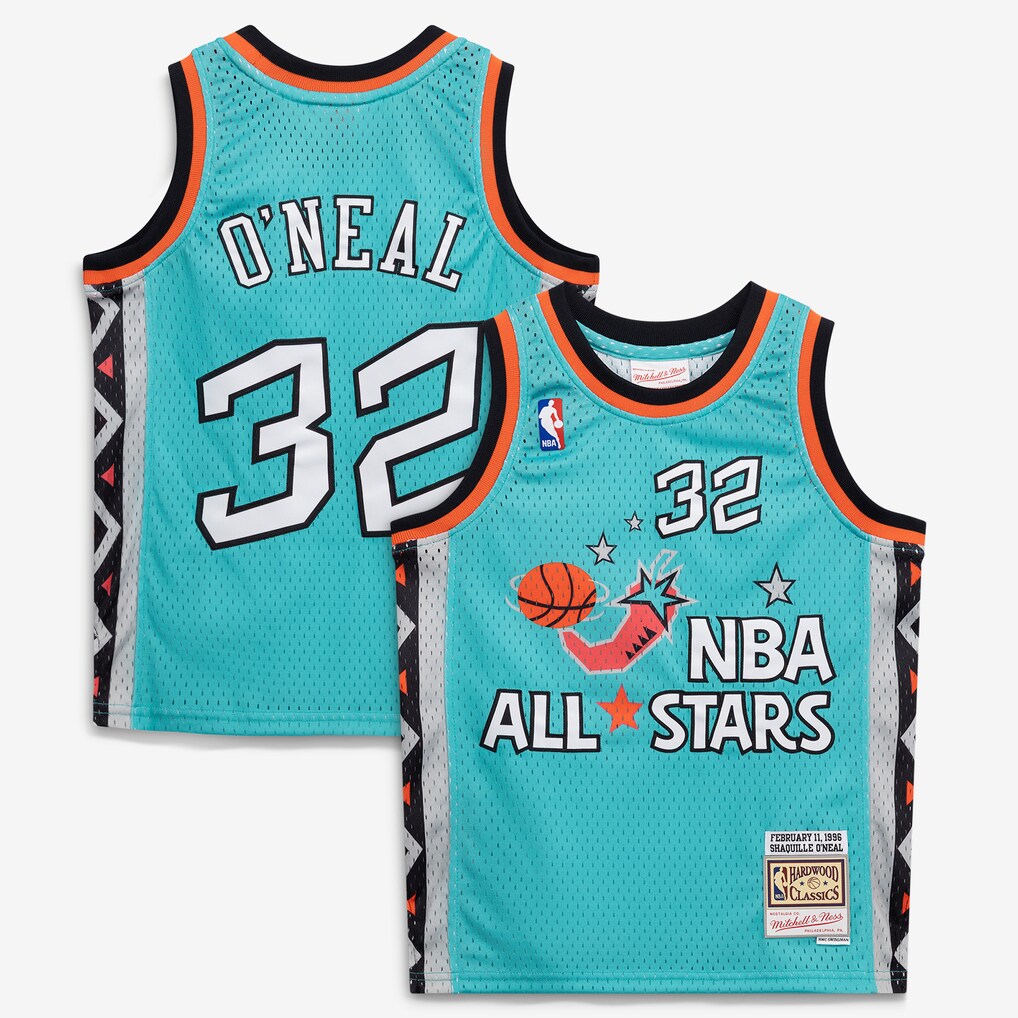 Youth 1996 NBA All-Star Game Shaquille O'Neal Mitchell & Ness Teal Hardwood Classics Swingman Jersey - Ujersey Shop