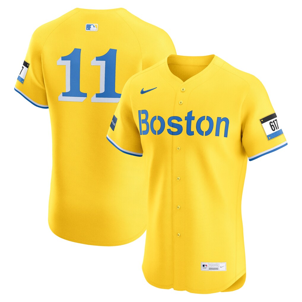 Men's Boston Red Sox Rafael Devers Nike Gold City Connect Sponsor Patch Elite Jersey - Ujersey
