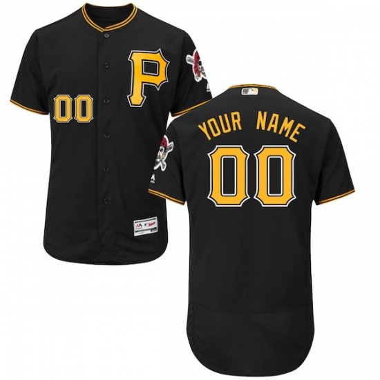 Men's Pittsburgh Pirates Majestic Alternate Black Flex Base Authentic Collection Custom Jersey