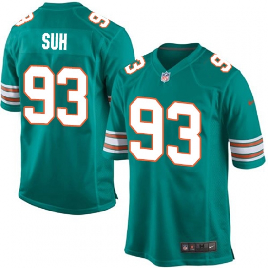 Youth Nike Miami Dolphins #93 Ndamukong Suh Game Aqua Green Alternate NFL Jersey - Ujersey