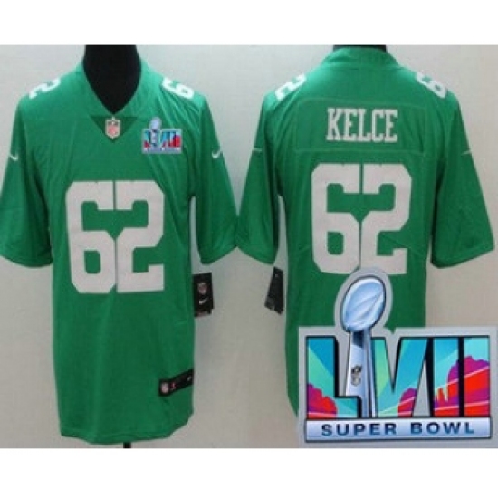 Men's Philadelphia Eagles #62 Jason Kelce Limited Green Rush Super Bowl LVII Vapor Jersey - Ujersey