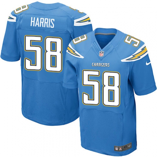 Men's Nike Los Angeles Chargers #58 Nigel Harris Elite Electric Blue Alternate NFL Jersey - Ujersey