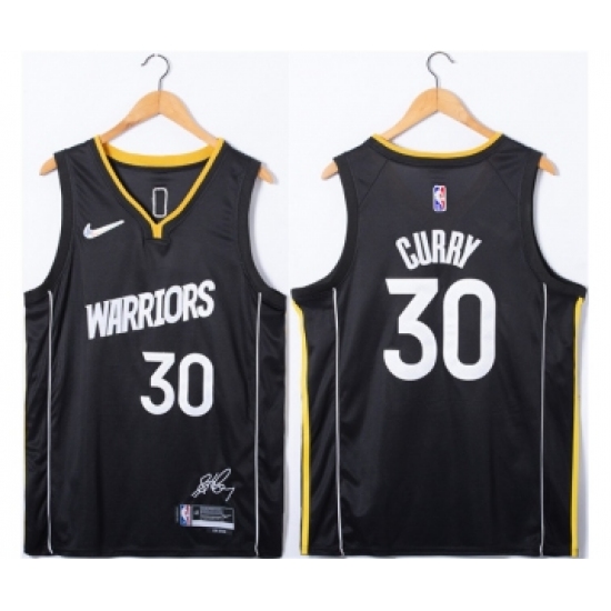 Men's Golden State Warriors #30 Stephen Curry Black 75th Anniversary Stitched Jersey - Ujersey