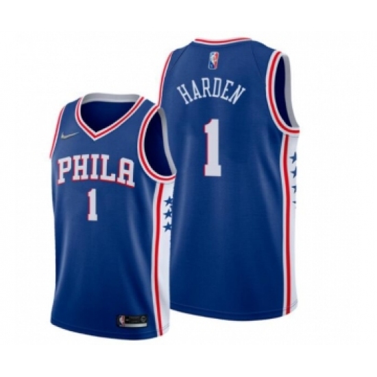 Men's James Harden #1 Philadelphia 76ers Icon Edition Blue Jersey - Ujersey