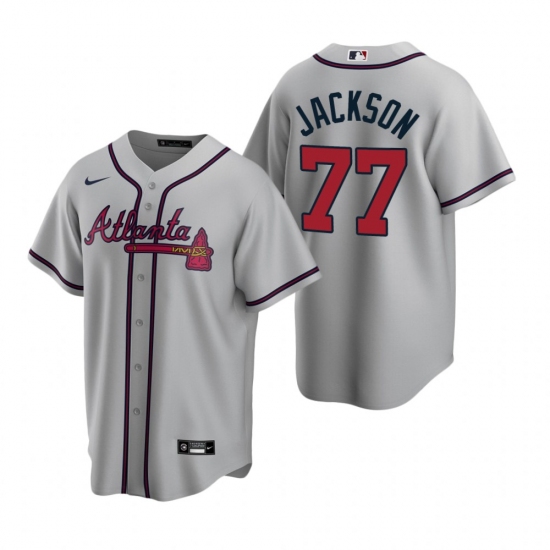 Men's Nike Atlanta Braves #77 Luke Jackson Gray Road Stitched Baseball Jersey - Ujersey
