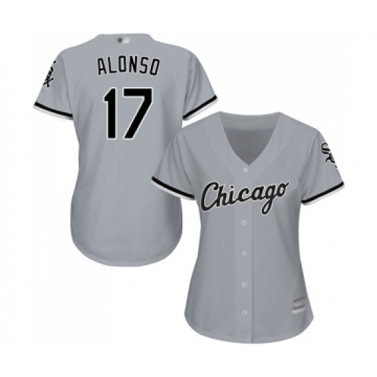 Women's Chicago White Sox #17 Yonder Alonso Replica Grey Road Cool Base Baseball Jersey - Ujersey