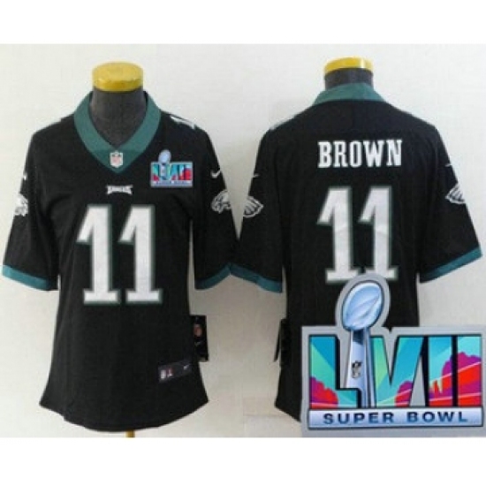 Women's Philadelphia Eagles #11 AJ Brown Limited Black Super Bowl LVII Vapor Jersey - Ujersey
